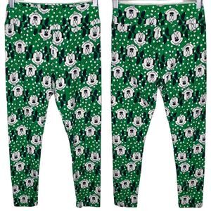 LulaRoe Minnie Mouse Polka Dot Green Leggings size OS